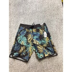 Salty Crew Breaker Boardshorts Mens 30 Black Tropical Palm Leaf 30335100 NWT
